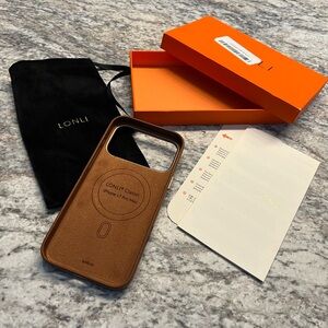 ☃️$5☃️ LONLI European Genuine Vele Leather Case for iPhone 17 Pro Max Brown